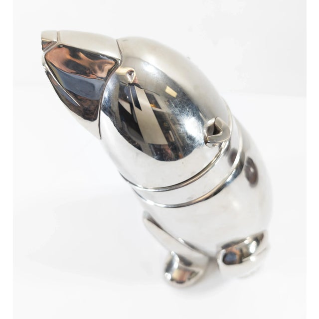 Metal Mid-Century Modern Art Deco Style Chrome Polar Bear Cocktail Shaker For Sale - Image 7 of 12