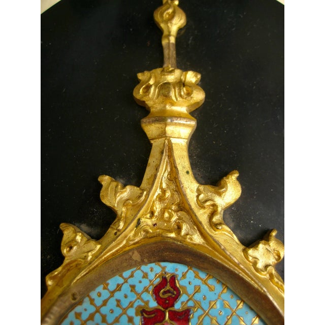 French Antique Bronze 19 Century Holy Water Wall Hanging For Sale - Image 6 of 13