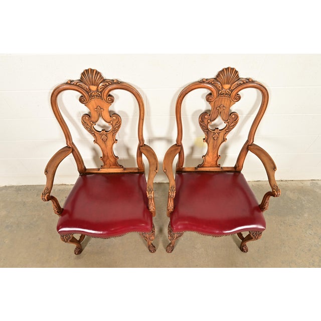 1920s Berkey & Gay Antique Georgian Burled Walnut Armchairs, Pair For Sale - Image 5 of 15