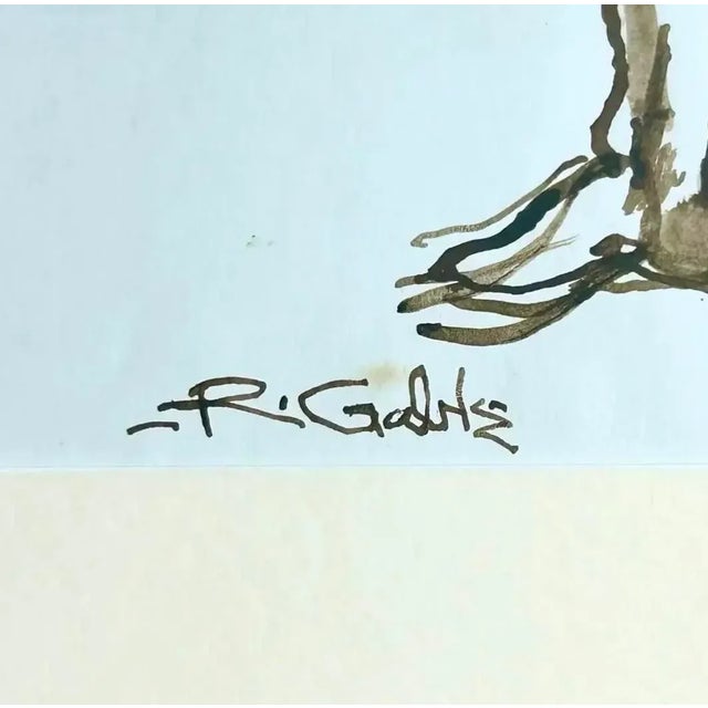 Vintage Boho Nude Male Figure Drawing For Sale - Image 4 of 6