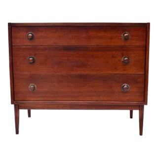Mid Century Walnut Three Drawer Bachelors Chest by Jack Cartwright For Sale