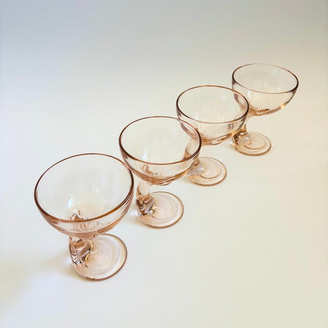 Italian Italian Pink Coupe Glasses by Bormioli Rocco - Set of 4 For Sale - Image 3 of 12