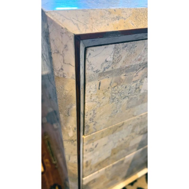 1970s Maitland-Smith Tessellated Stone Nightstands (A Pair) For Sale - Image 9 of 11