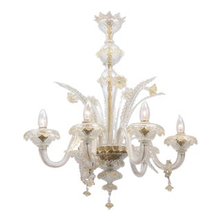 1940s Exquisite 6-Light Murano Glass Chandelier, 1940s Italy For Sale