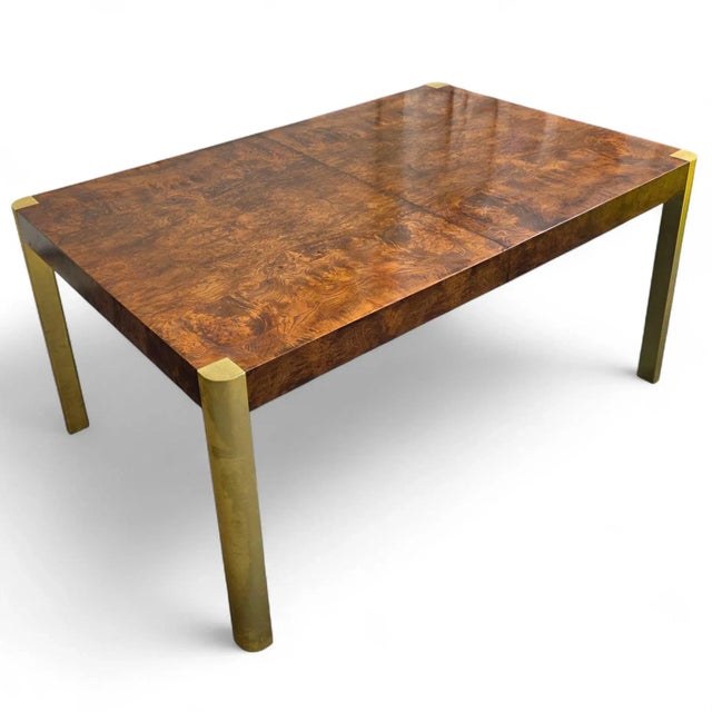 Mid-Century Modern Mid Century Burlwood and Brass Dining Table by Century Furniture For Sale - Image 3 of 10
