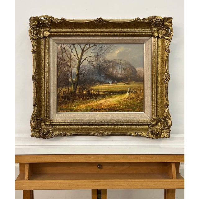 Farm in the Woods at Winter in the English Countryside with Warm Brown Colours Circa 1990 For Sale - Image 9 of 15