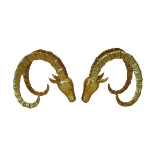 Vintage Brass Ibex Bookends For Sale