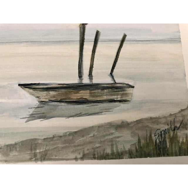Contemporary "Under Surveillance" Contemporary Signed Original Seascape Watercolor Painting For Sale - Image 3 of 5