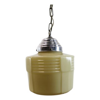 1930s Art Deco Milk Glass Pendant Light For Sale