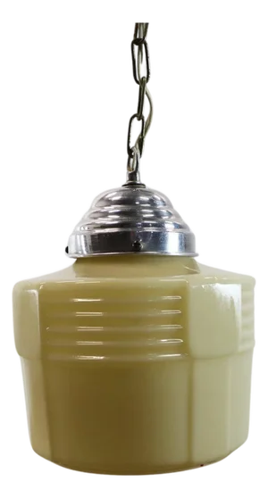 1930s Art Deco Milk Glass Pendant Light