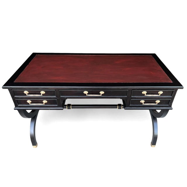 This elegant vintage writing desk is a beautifully restored piece that blends classic sophistication with striking...