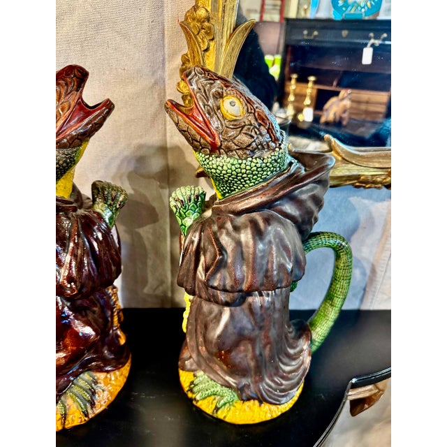 Ceramic Portuguese Lizard-Monk Jug by Manuel Marfa For Sale - Image 7 of 17