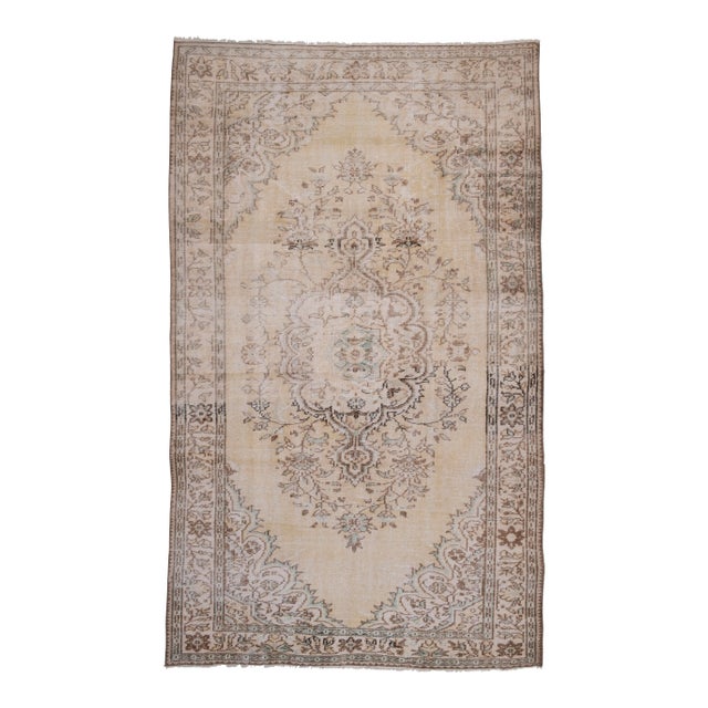 Vintage Mid-Century Turkish Oushak Rug- 5'10'' X 9'10'' For Sale