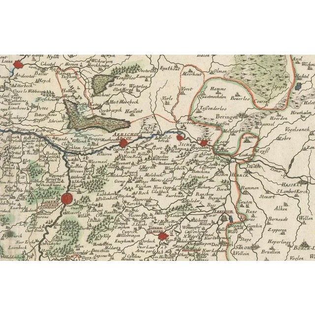 Spanish Brabant Map with Brussels and Louvain and Antwerp Quarters, 1684 For Sale - Image 4 of 10
