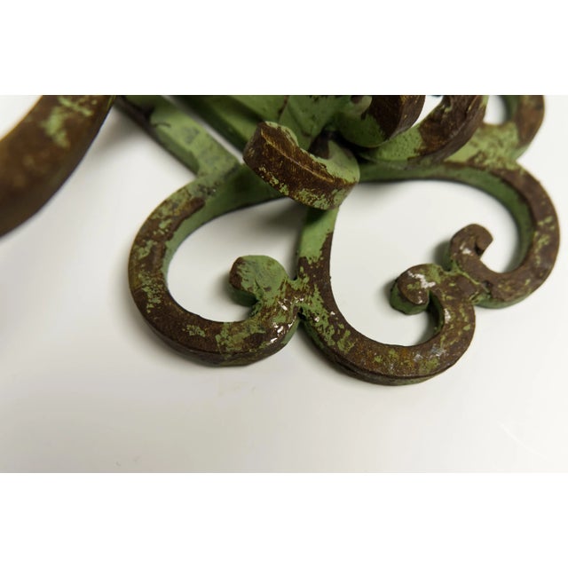 Verdigris Wrought Iron Wall Sconce Candle Holders a Pair For Sale - Image 4 of 9