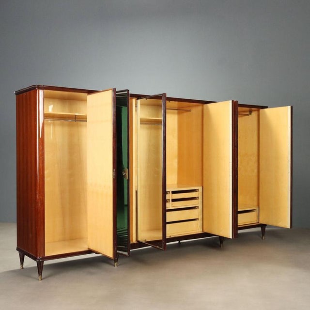Italian Wardrobe in Wood Veneer, 1950s For Sale - Image 3 of 16
