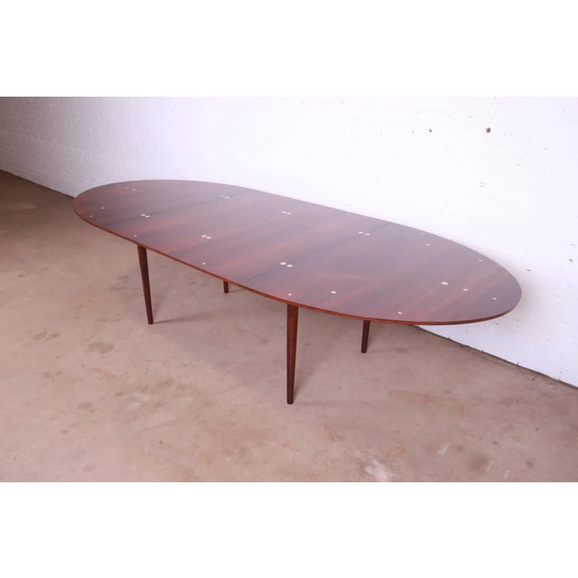 Outstanding Finn Juhl Rosewood and Silver Inlay "Judas" Dining Table, Newly Restored For Sale - Image 13 of 13