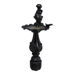 Antique Figural Cherub & Seashell Cast Iron Garden Birdbath C1920 For Sale