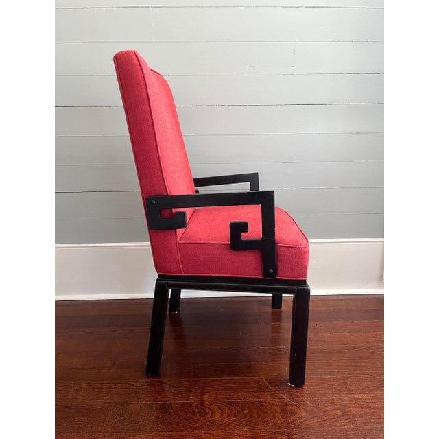 Mid-Century Modern Mid 20th Century Michael Taylor Ebonized Mahogany Greek Key Arm Chair For Sale - Image 3 of 6