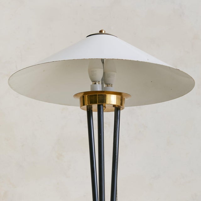 1950s Italian Tripod Floor Lamp with White Lacquered Shade For Sale - Image 4 of 9