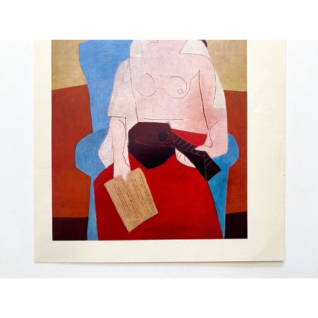 Paper Pablo Picasso Vintage 1964 Mid Century Modern Lithograph Print " Woman With Mandolin " 1925 For Sale - Image 7 of 10