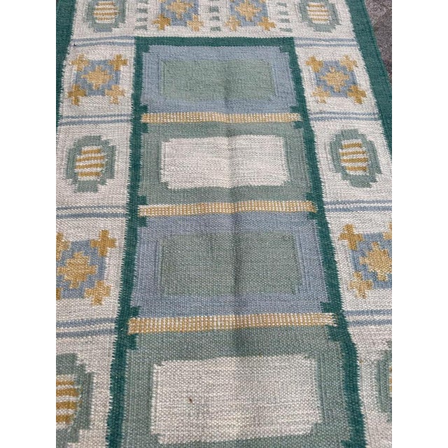 Small Scandinavian Flat Woven Rug, 1960s For Sale - Image 6 of 16