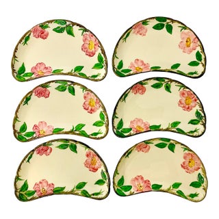 Mid-Century Americana Boho Chic Franciscan Desert Rose Crescent Plates - Set of 6 For Sale