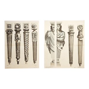 1878 Rare Pair- Large Antique French Furniture Lithographs, Documentation