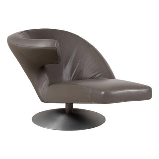 Parabolica Leather Armchair in Grey with Swivel Function by Leolux For Sale