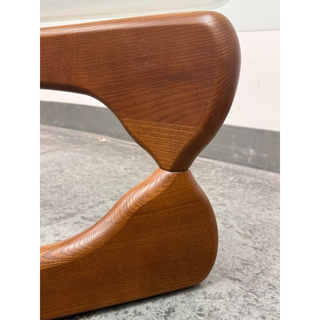 Isamu Noguchi Style Glass + Wood Coffee Table For Sale - Image 10 of 12