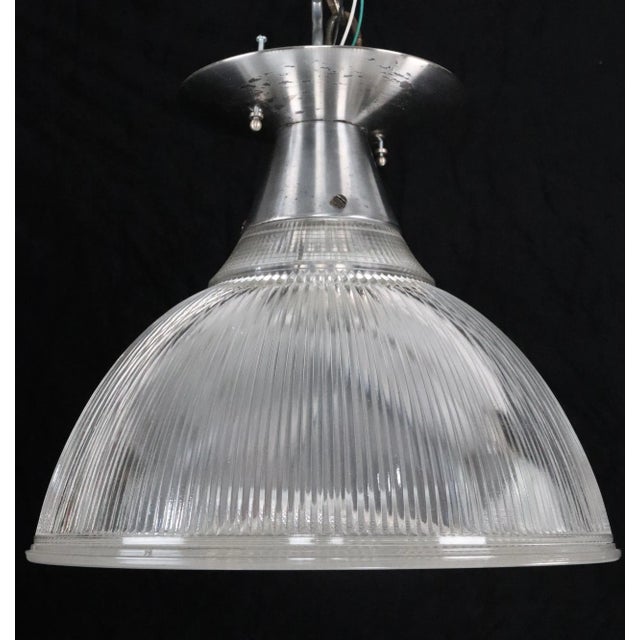 Vintage Industrial Holophane Glass Flush Mount Light For Sale - Image 11 of 12