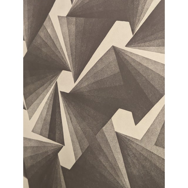 Mid 20th Century Print By Berenice Benjelloun Geometric shapes contained within a rectangle in shades of grey, white and...