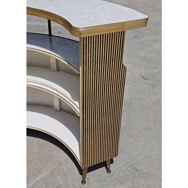 Mid-Century Modern Home Cocktail Bar with Bar Stools and Mirror, England, 1960s, Set of 4 For Sale - Image 13 of 18