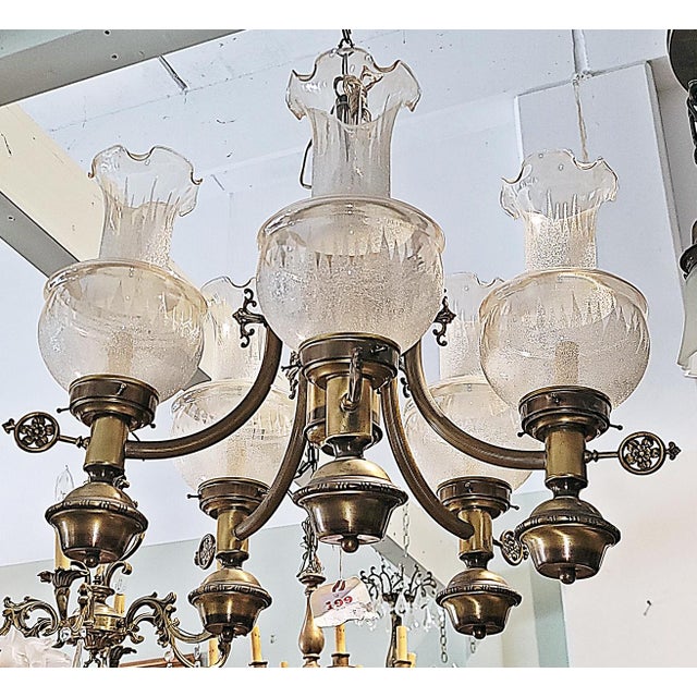 Victorian Mid 19th Century Brass Victorian Chandelier For Sale - Image 3 of 9