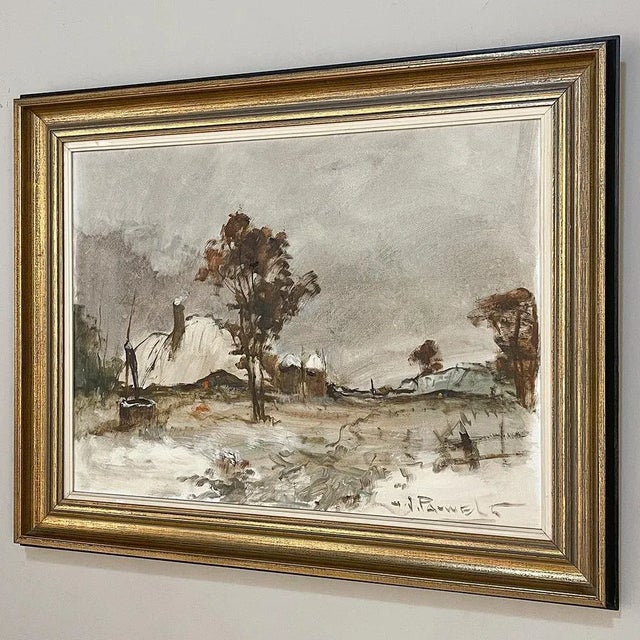 Textile Antique Framed Oil Painting on Canvas by Henri Joseph Pauwels (1903-1983) For Sale - Image 7 of 13