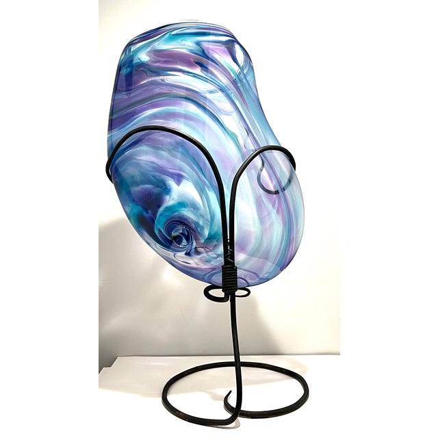 David Lindsey “Signature Series” Large Studio Art Glass Vessel Sculpture, 1998 For Sale - Image 11 of 12