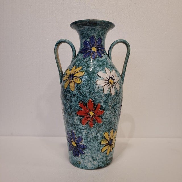 Ceramic Daisies Vase, Italy, 1970s For Sale - Image 4 of 18