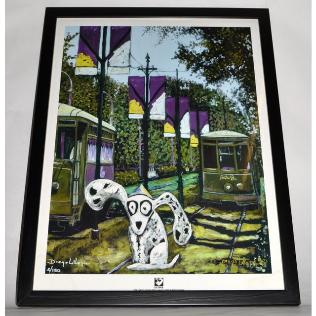 2004 Original Diego Lukezic Framed Print Art Tango Dog New Orleans Streetcar For Sale - Image 13 of 18
