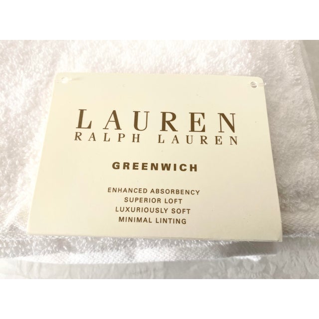Vintage New With Tags Ralph Lauren "Greenwich" White 3 Piece Towel Set. One Bath Towel that measures 29.5 inches in Width...