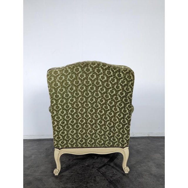 Louis XV Style Lounge Chair in Green For Sale - Image 4 of 9