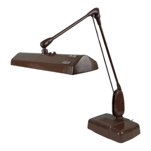 Mid Century Industrial Floating Brown Metal Desk Lamp by Dazor, Signed