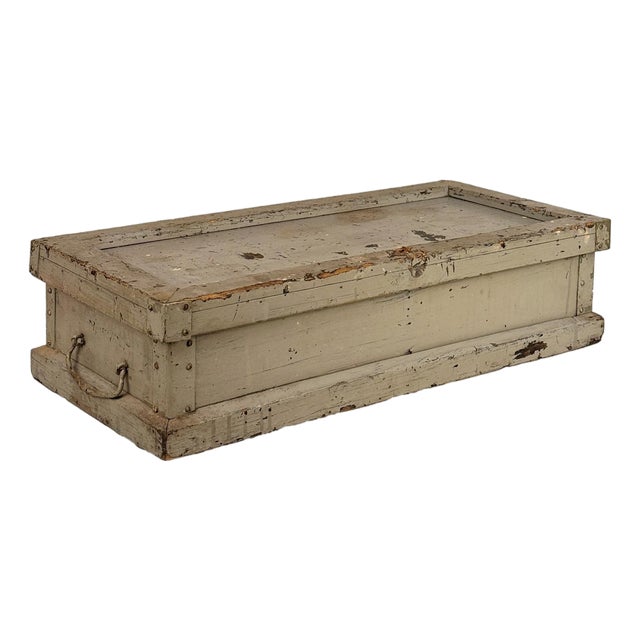 Antique Primtive Painted Wood Tool Box Chest For Sale