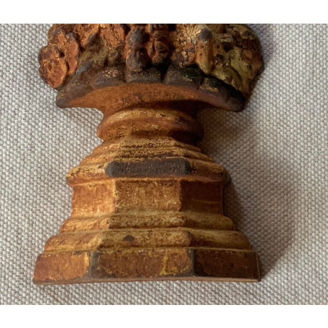 Antique Cast Iron Floral Urn Doorstop | Original White Paint | c.1900 For Sale - Image 10 of 17
