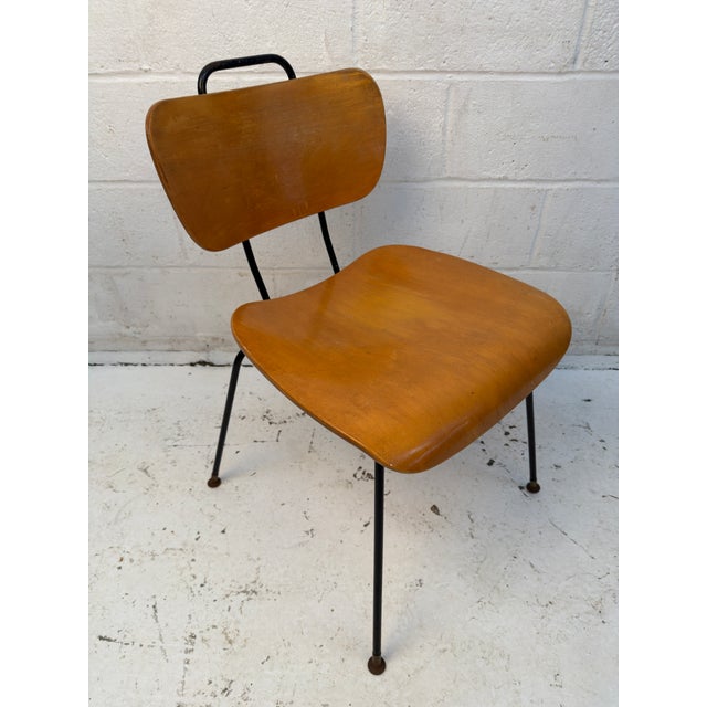 Set of Six Vintage Molded Plywood and Metal Chairs For Sale - Image 4 of 14