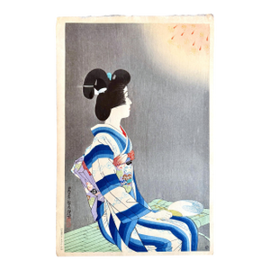Japanese Large Woodblock Print Firework by Ito Shinsui Limited Edition