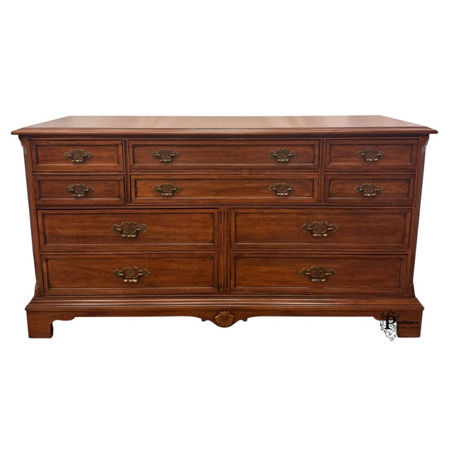 Vintage Davis Cabinet Company Traditional French County Style Walnut Dresser For Sale - Image 11 of 11
