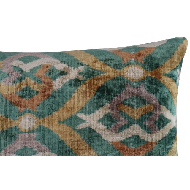 Handmade Teal & Brown Silk Velvet Throw Pillow & Down Insert For Sale - Image 12 of 12