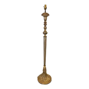 Italian Carved Wood Floor Lamp With Antiqued Bronze Painted Finish