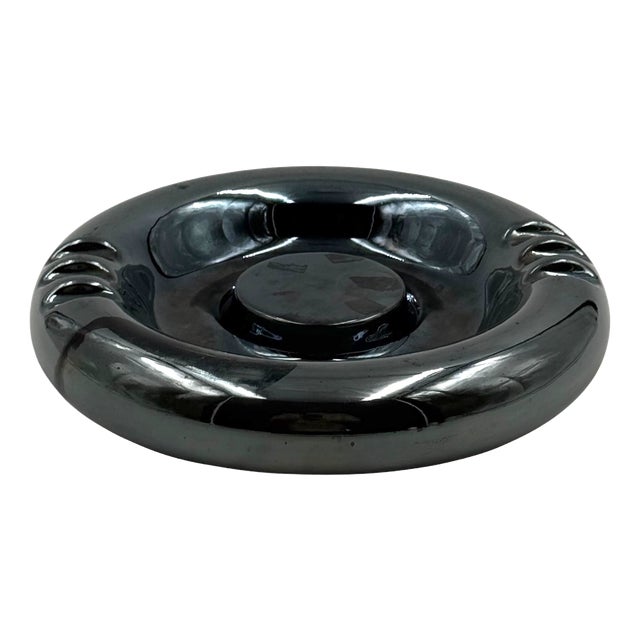 Space Age Blue Iridescent Ceramic Ashtray, Italy, 1970s For Sale
