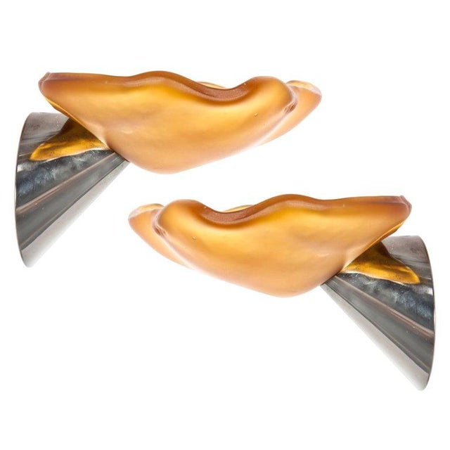 Pair of Italian Art Nouveau Murano Glass Water Lily Sconces by Itre For Sale In Miami - Image 6 of 10